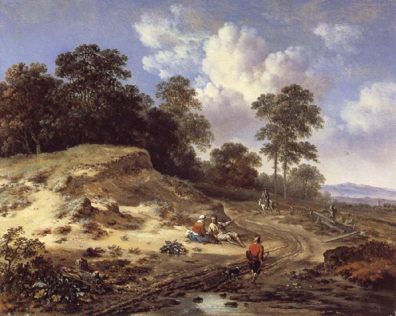 Jan Wijnants A Track by a Dune,with Peasants and a Horseman oil painting picture